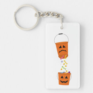 Vrolijke en droevige Halloween Buckets Sleutelhanger