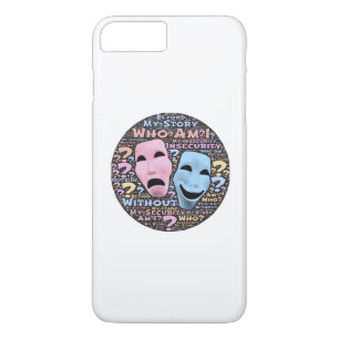 Vrolijke en droevige maskers cartoon 	iPhone 8/7 plus hoesje