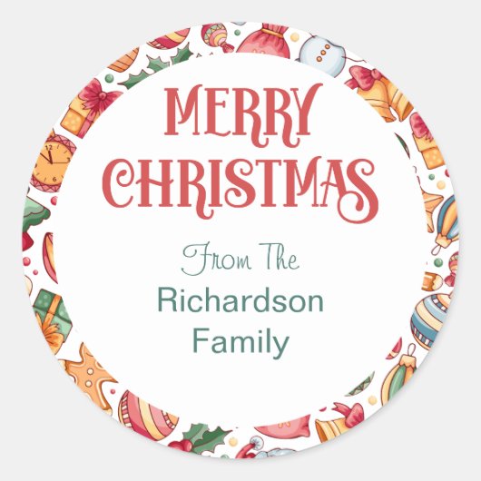 Vrolijke en feestelijke Merry Christmas Envelope S Ronde Sticker (Voorkant)