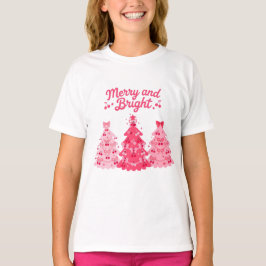 Vrolijke En Felrode Kers Kerstboom Strik Schattig T-shirt