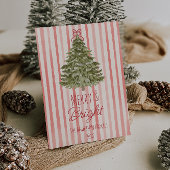 vrolijke en felrode strepen kerstboom feestdagenkaart