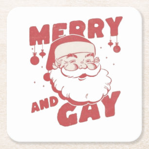 Vrolijke en Gay Grappige Kerstmis LGBTQ trots Kartonnen Onderzetters