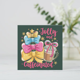 Vrolijke en GeCafëineerde Preppy Kerstmis Coffee C Feestdagenkaart