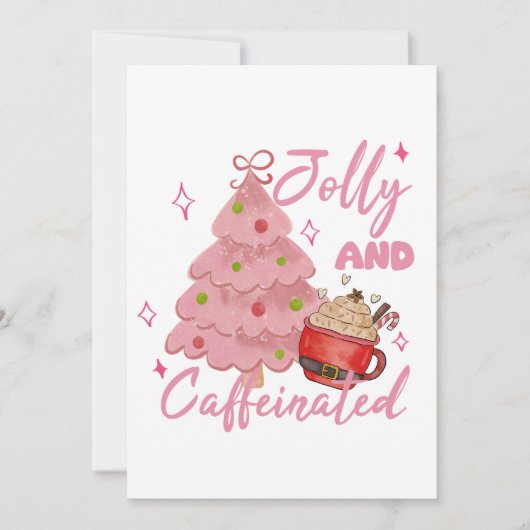 Vrolijke en Gecaffeïneerde Kerstboom Koffie Design Kaart (Voorkant)