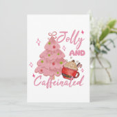 Vrolijke en Gecaffeïneerde Kerstboom Koffie Design Kaart (Staand voorkant)