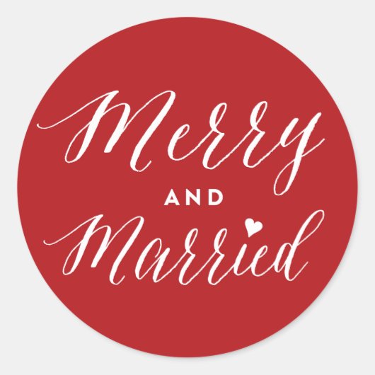 Vrolijke en getrouwde trendy script vakantie bruil ronde sticker (Voorkant)