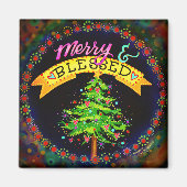 Vrolijke en gezegende feestelijke Kerstmis Inspira Magneet (Voorkant)