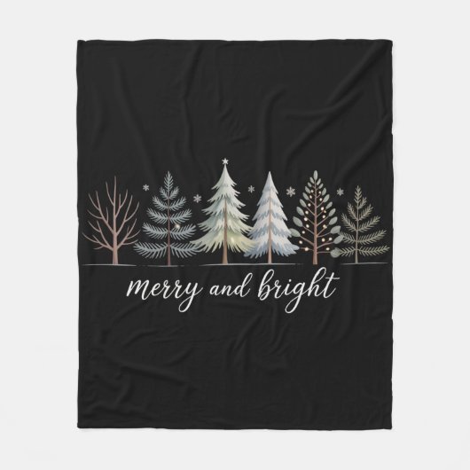 Vrolijke en heldere bomen Kerstvakantie Winter Fleece Deken (Voorkant)