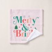 Vrolijke en heldere dennenboom sneeuwvlokken bad handdoek (Wasdoekje)