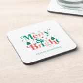 Vrolijke en heldere dennenboom sneeuwvlokken bier onderzetter (Linkerzijde)