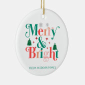 Vrolijke en heldere dennenboom sneeuwvlokken keramisch ornament (Rechts)