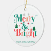 Vrolijke en heldere dennenboom sneeuwvlokken keramisch ornament (Links)