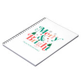 Vrolijke en heldere dennenboom sneeuwvlokken notitieboek (Linkerzijde)