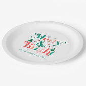 Vrolijke en heldere dennenboom sneeuwvlokken papieren bordje (Gekanteld)