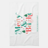 Vrolijke en heldere dennenboom sneeuwvlokken theedoek (Verticaal)