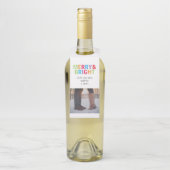 Vrolijke en heldere feestelijke kerst gepersonalis flessenhanger (Op fles)