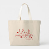 Vrolijke en heldere feestelijke kerstbomen naam grote tote bag (Achterkant)