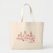 Vrolijke en heldere feestelijke kerstbomen naam grote tote bag (Voorkant)