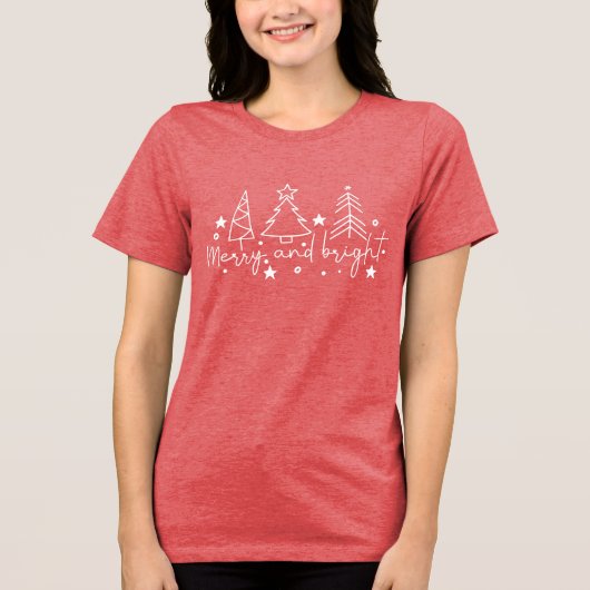 Vrolijke en heldere feestelijke kerstbomen Tri-Blend shirt (Voorkant)
