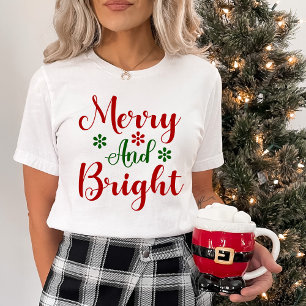 Vrolijke en heldere feestelijke rode en groene ker t-shirt