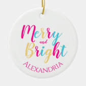 Vrolijke en heldere gepersonaliseerde kleurrijke k keramisch ornament (Voorkant)