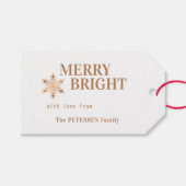 Vrolijke en heldere kerst familie gouden vakantie cadeaulabel (Voorkant (Horizontaal))