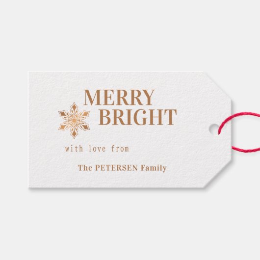 Vrolijke en heldere kerst familie gouden vakantie cadeaulabel (Voorkant (Horizontaal))