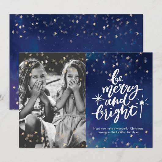 Vrolijke en heldere kerst foto sterrennacht feestdagenkaart (Voorkant / Achterkant)