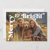 Vrolijke en heldere kerst retro typografie foto feestdagenkaart (Voorkant)