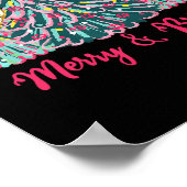 Vrolijke en heldere kerstbomen met roze strikjes poster (Hoek)