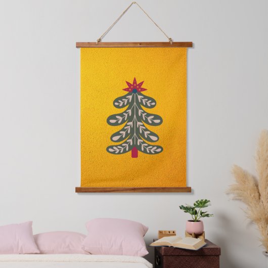 Vrolijke en heldere kerstboom hangend wandkleed (Slaapkamer)