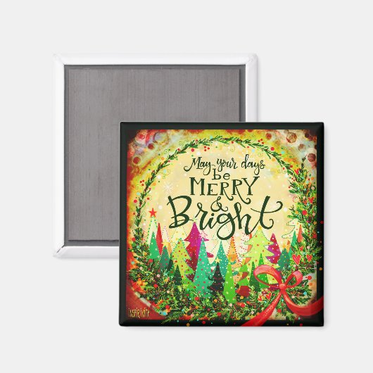 Vrolijke en heldere kerstboom Inspirativiteit Magneet (Voorkant / Achterkant)