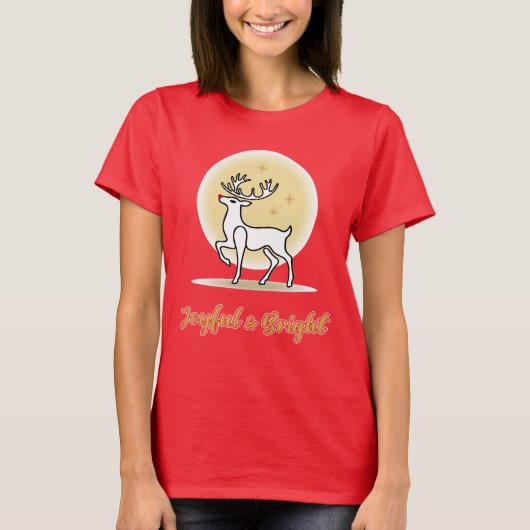 Vrolijke en heldere Kerstmisrendier T-shirt (Voorkant)