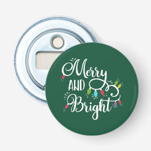 vrolijke en heldere kerstverlichting button flesopener