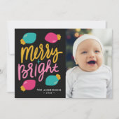 Vrolijke en heldere kerstverlichting Foto Feestdagenkaart (Voorkant)