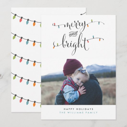 Vrolijke en heldere kerstverlichting Fotokaarten Feestdagenkaart (Voorkant / Achterkant)