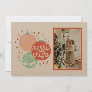 Vrolijke en heldere kerstversieringen fotokaart feestdagenkaart