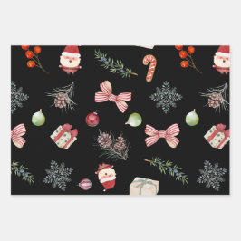 Vrolijke en heldere kerstversieringen inpakpapier vel