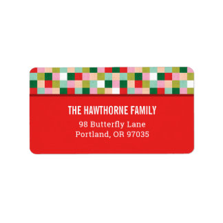 Vrolijke en heldere kleurblokken etiket