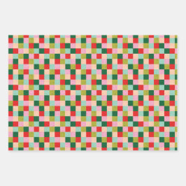 Vrolijke en heldere kleurblokken inpakpapier vel