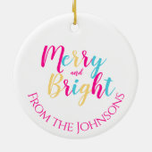 Vrolijke en heldere kleurrijke familie kerst keramisch ornament (Achterkant)