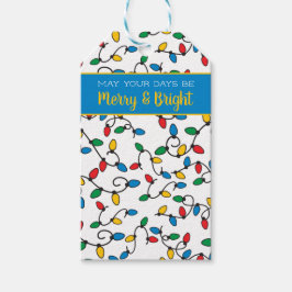 Vrolijke en heldere kleurrijke kerst String Lights Cadeaulabel