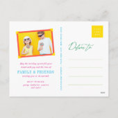 Vrolijke en heldere kleurrijke kerstbomen lichten feestdagenkaart (Achterkant)