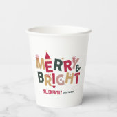 Vrolijke en heldere kleurrijke Retro Typografie Papieren Bekers (Achterkant)