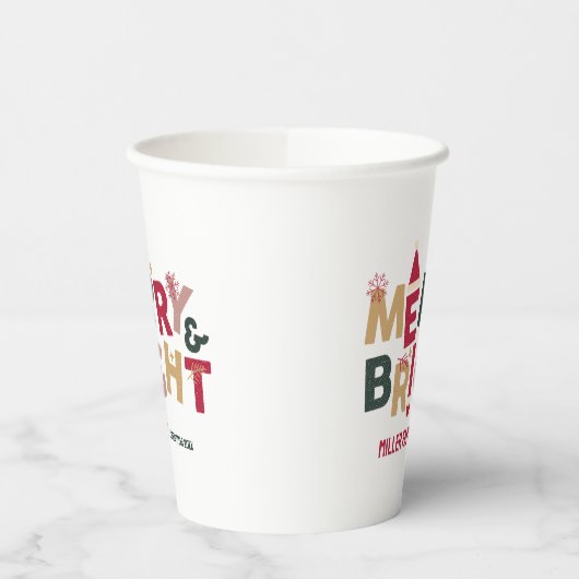 Vrolijke en heldere kleurrijke Retro Typografie Papieren Bekers (Links)