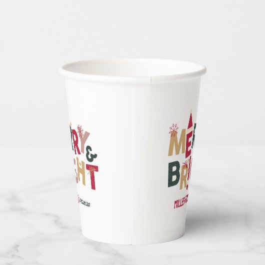 Vrolijke en heldere kleurrijke Retro Typografie Papieren Bekers (Rechts)