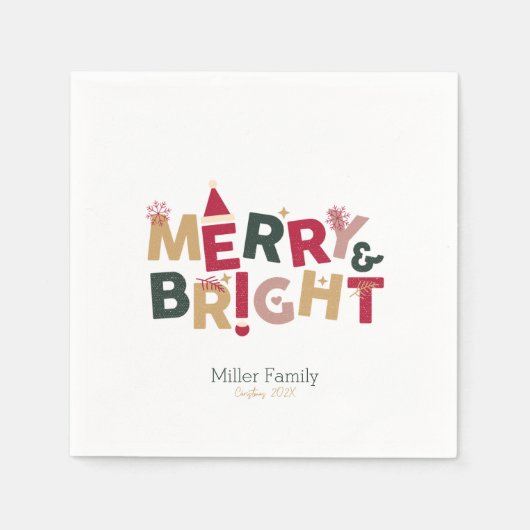 Vrolijke en heldere kleurrijke Retro Typografie Servet (Voorkant)