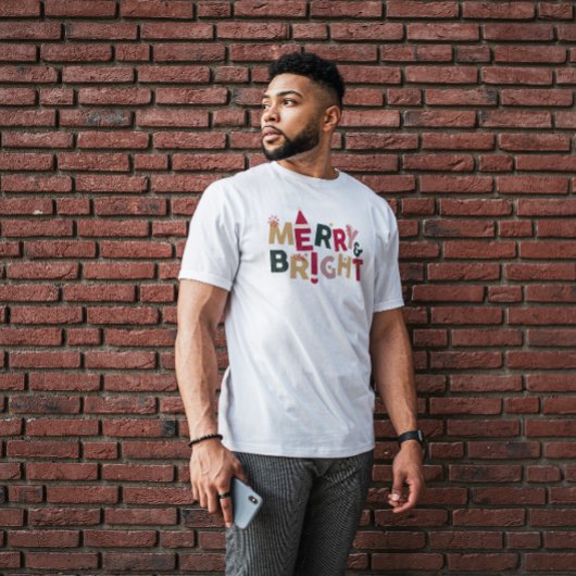 Vrolijke en heldere kleurrijke Retro Typografie T-shirt