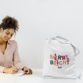 Vrolijke en heldere kleurrijke Retro Typografie Tote Bag