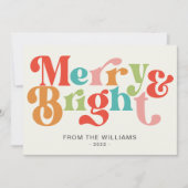 Vrolijke en heldere kleurrijke retro vibes kerst feestdagenkaart (Voorkant)